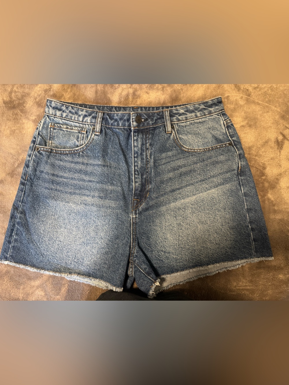 Buffalo David Bitton Blue Frayed-Hem Denim Shorts